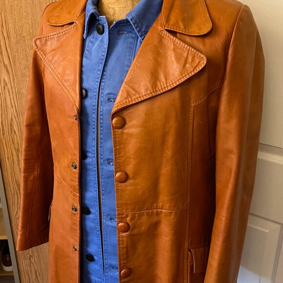 Dark orange Leather Jacket - Vintage - Great condition - Picture 1 of 6